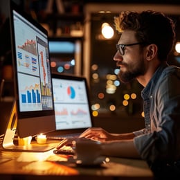 homem analisando gráfico no computador