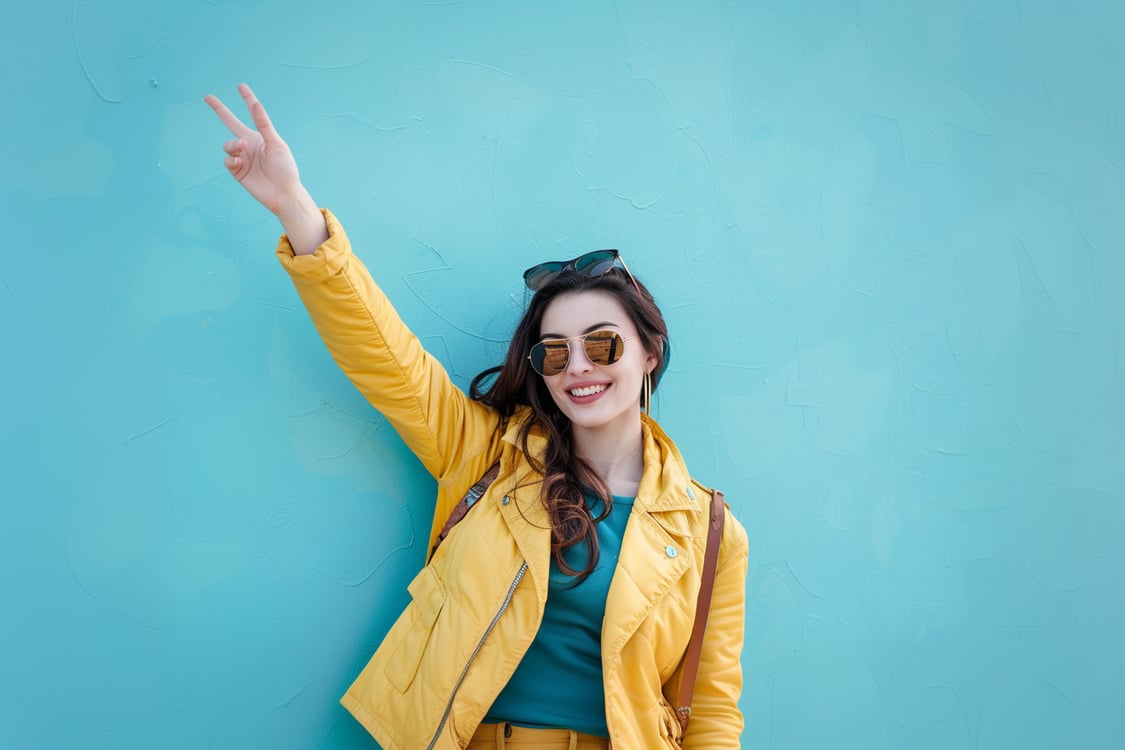 mulher de jaqueta amarela 