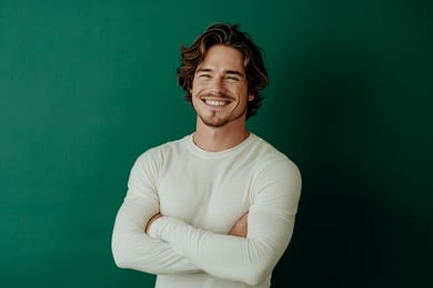 homem de branco e braços cruzados