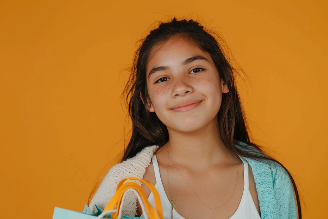menina sorrindo de leve