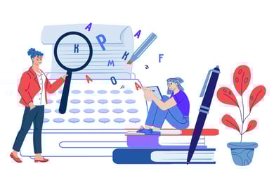 desenho de pessoas usando lupa