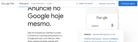 pagina inicial do google ads